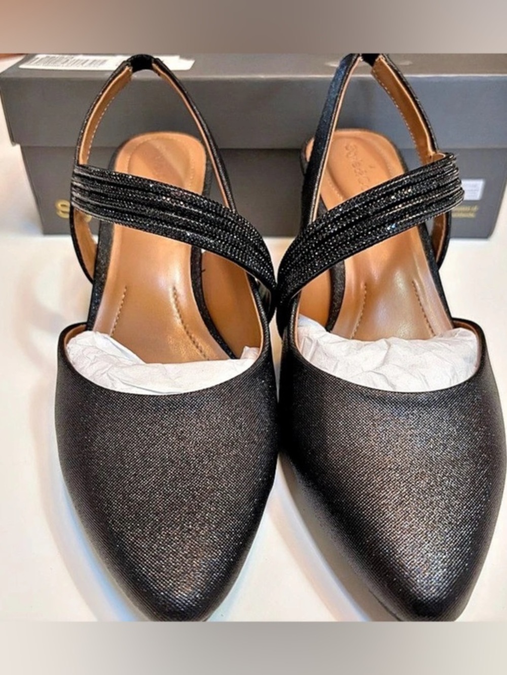 #1018 Style &Co. GiselleLP. Slingback Heels in Black US 8.5 M NWT